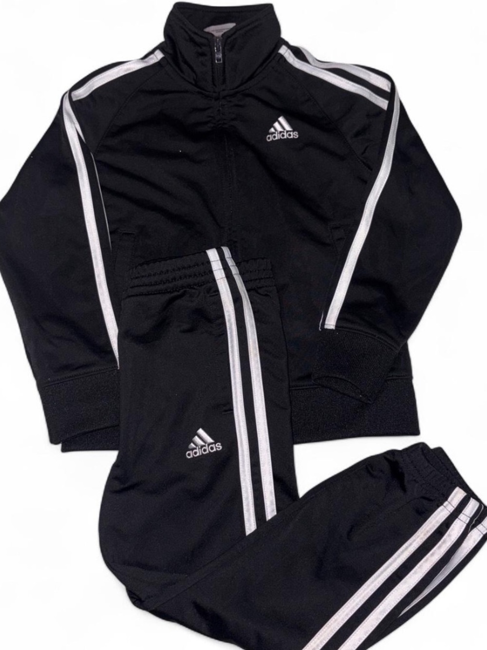 Adidas Black 3-Stripe Tracksuit Set (Jacket + Pants) Toddler Size 4T